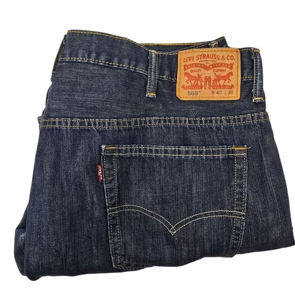 Levi's 569 Blue Jeans Size 40X30 Men's‎ Wide Straight Leg Denim 2012 - Picture 1 of 11